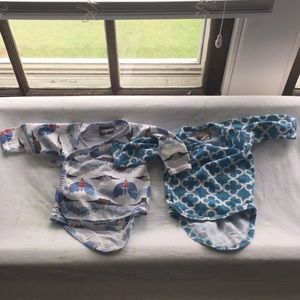 TWO KATE QUINN BOYS/GIRLS KIMONO ONESIES - EUC